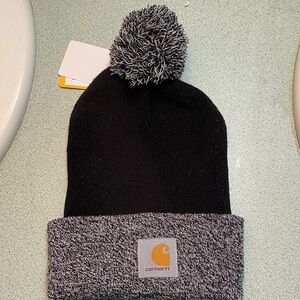 Carhartt ladies Black and Gray Pom Beanie NWT